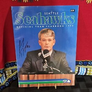 Seattle Seahawks 1995 Team Yearbook, Signed By 3 Players & Coach Erickson